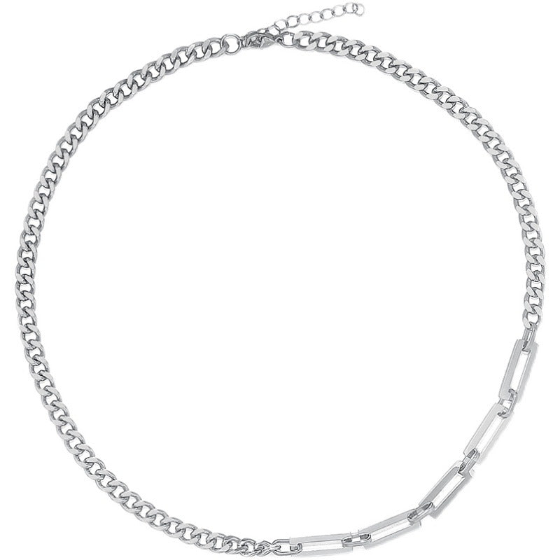 2024新款简约百搭古巴拼接男生项链小众设计ins嘻哈锁骨链冷淡风