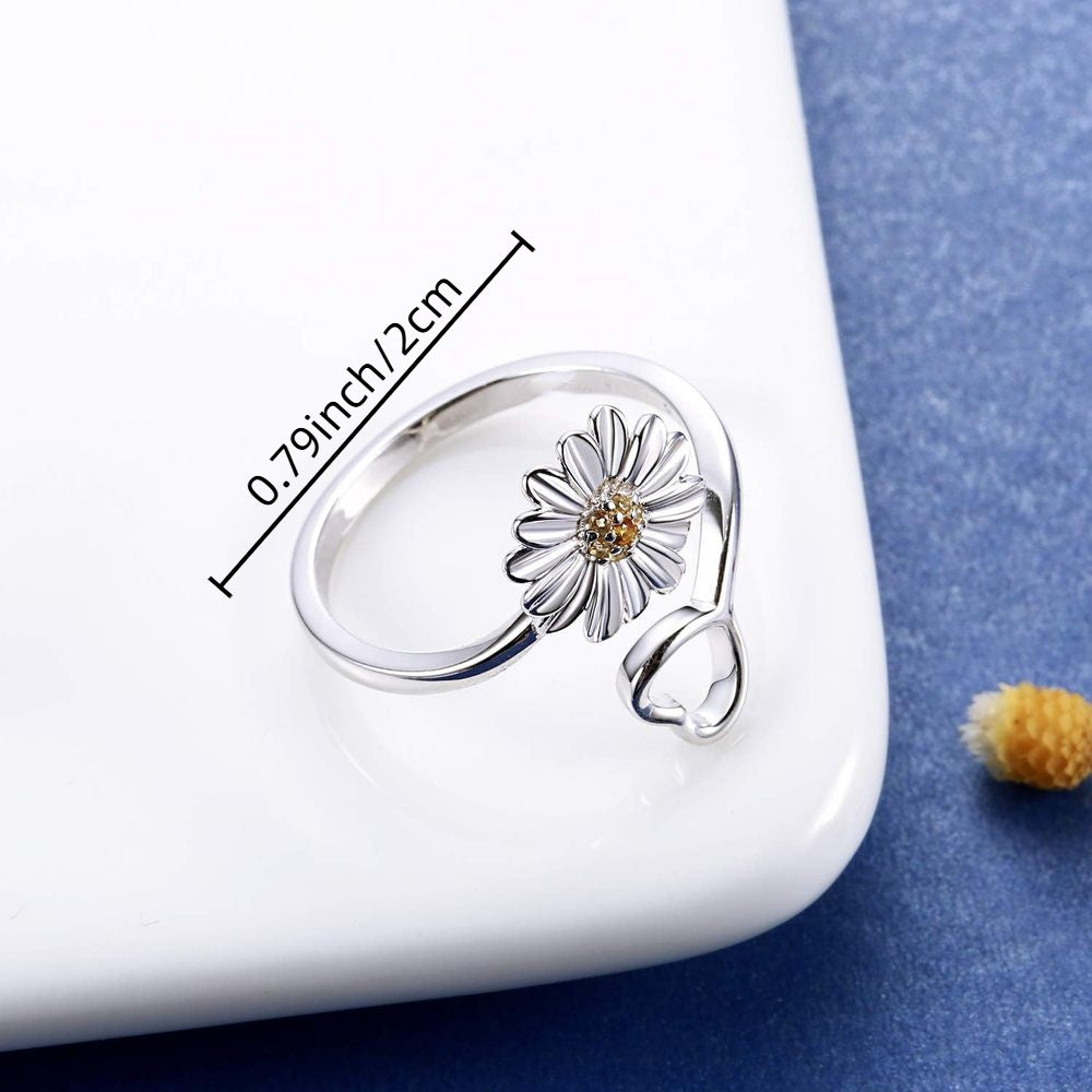 temu亚马逊跨境爆款优雅雏菊花朵指环戒指欧美流行女士戒指批发