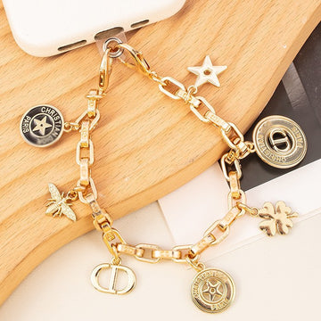 跨境亚马逊ins风个性编织挂件短款手机链百搭吊坠小香风金色链条