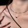 宝藏礼物！ins冷淡风爱心项链女轻奢小众设计双层锁骨链气质颈链
