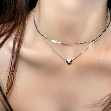 宝藏礼物！ins冷淡风爱心项链女轻奢小众设计双层锁骨链气质颈链