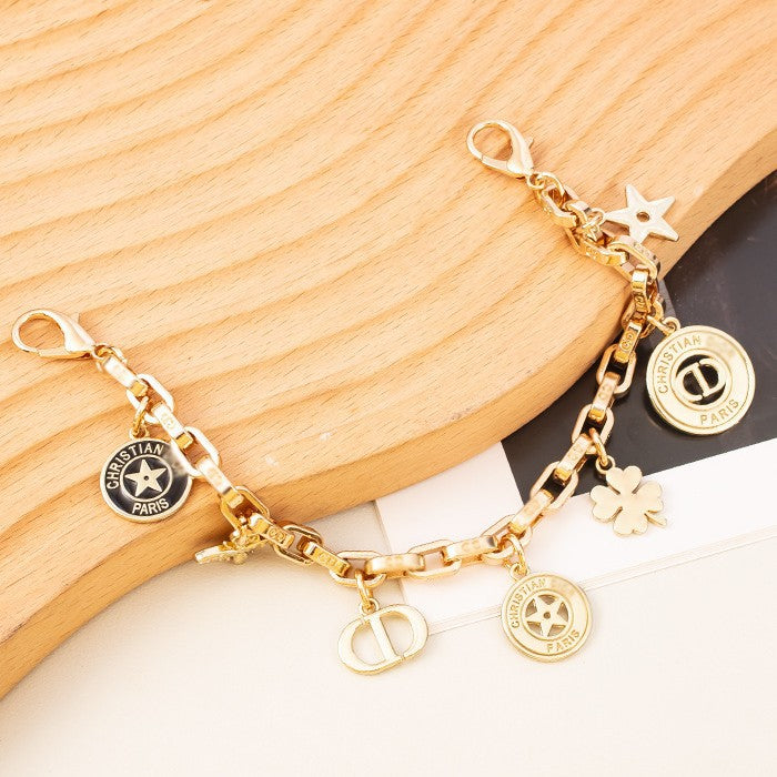 跨境亚马逊ins风个性编织挂件短款手机链百搭吊坠小香风金色链条