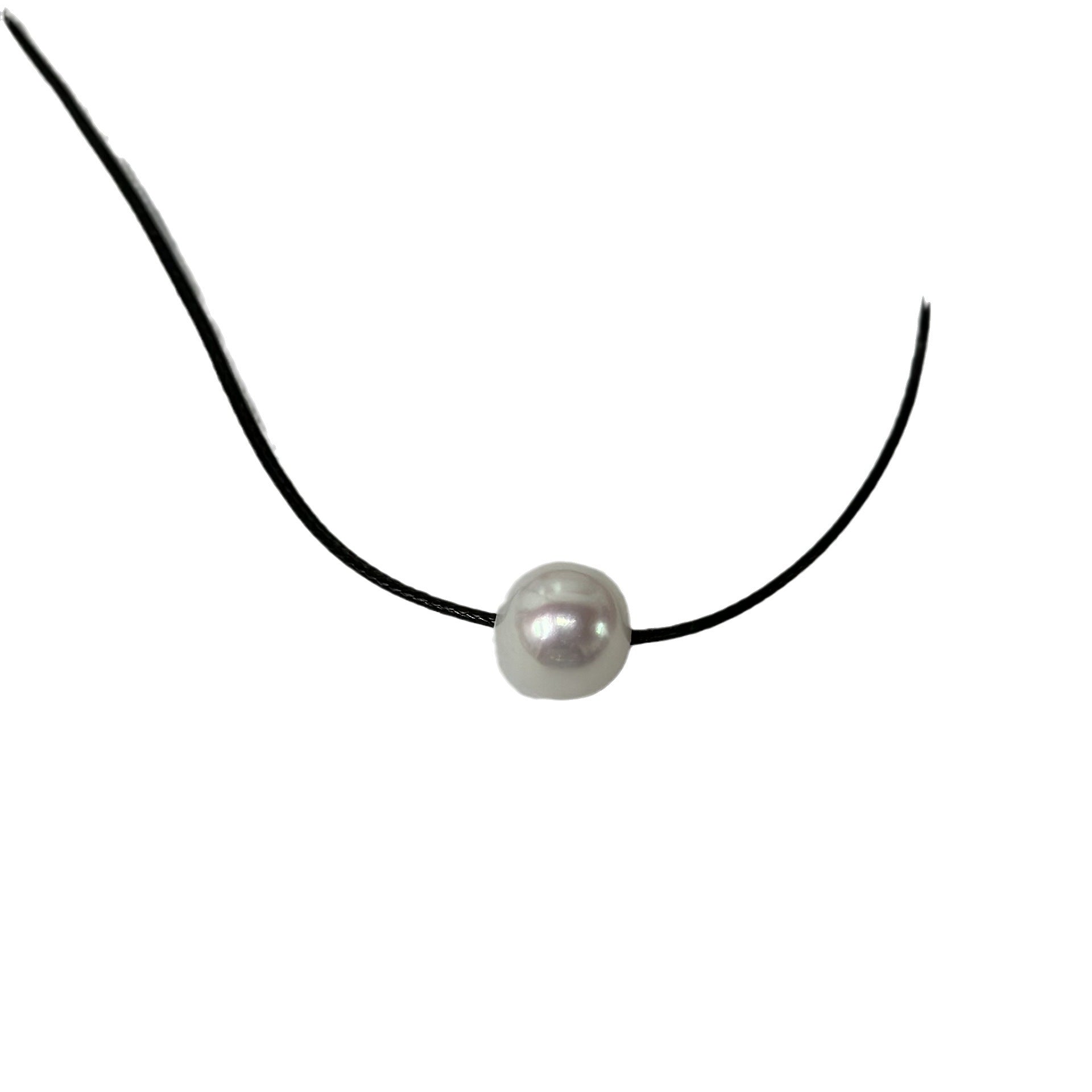 欧美黑绳带淡水珍珠项链小众高级设计感轻奢情侣锁骨链饰品颈链