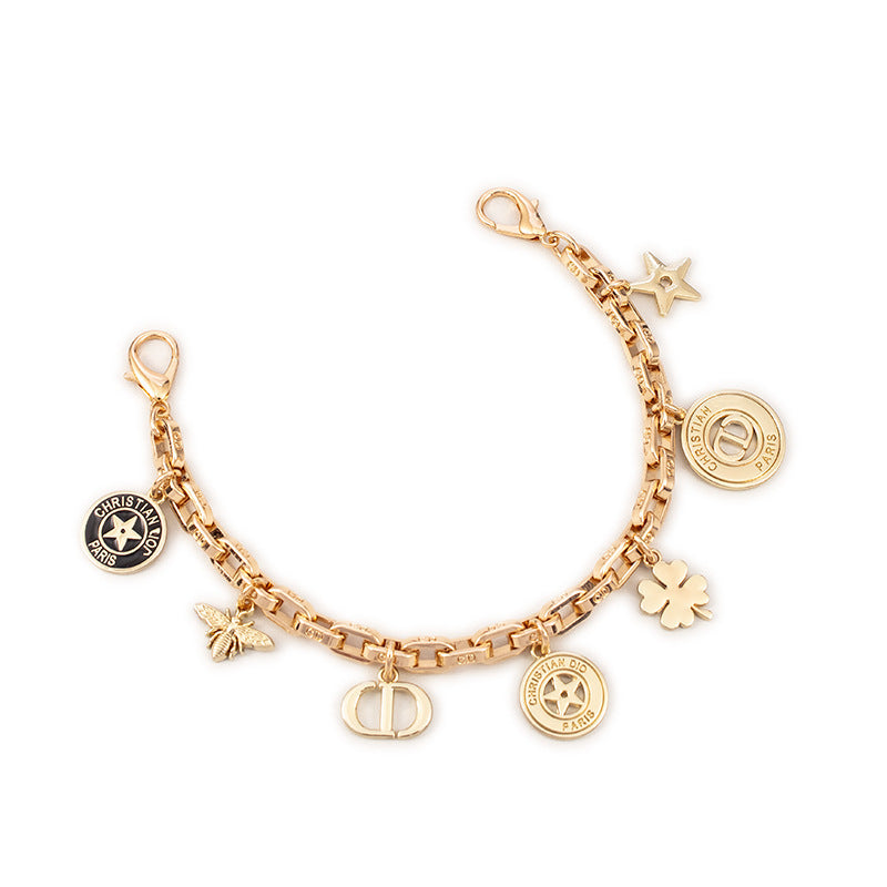 跨境亚马逊ins风个性编织挂件短款手机链百搭吊坠小香风金色链条